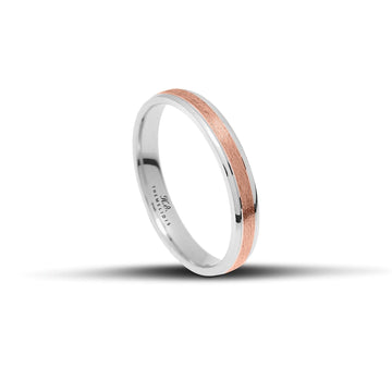 Βέρες Γάμου σετ λευκόχρυσες με ροζ χρυσό ματ στο κέντρο - themelidisjewels